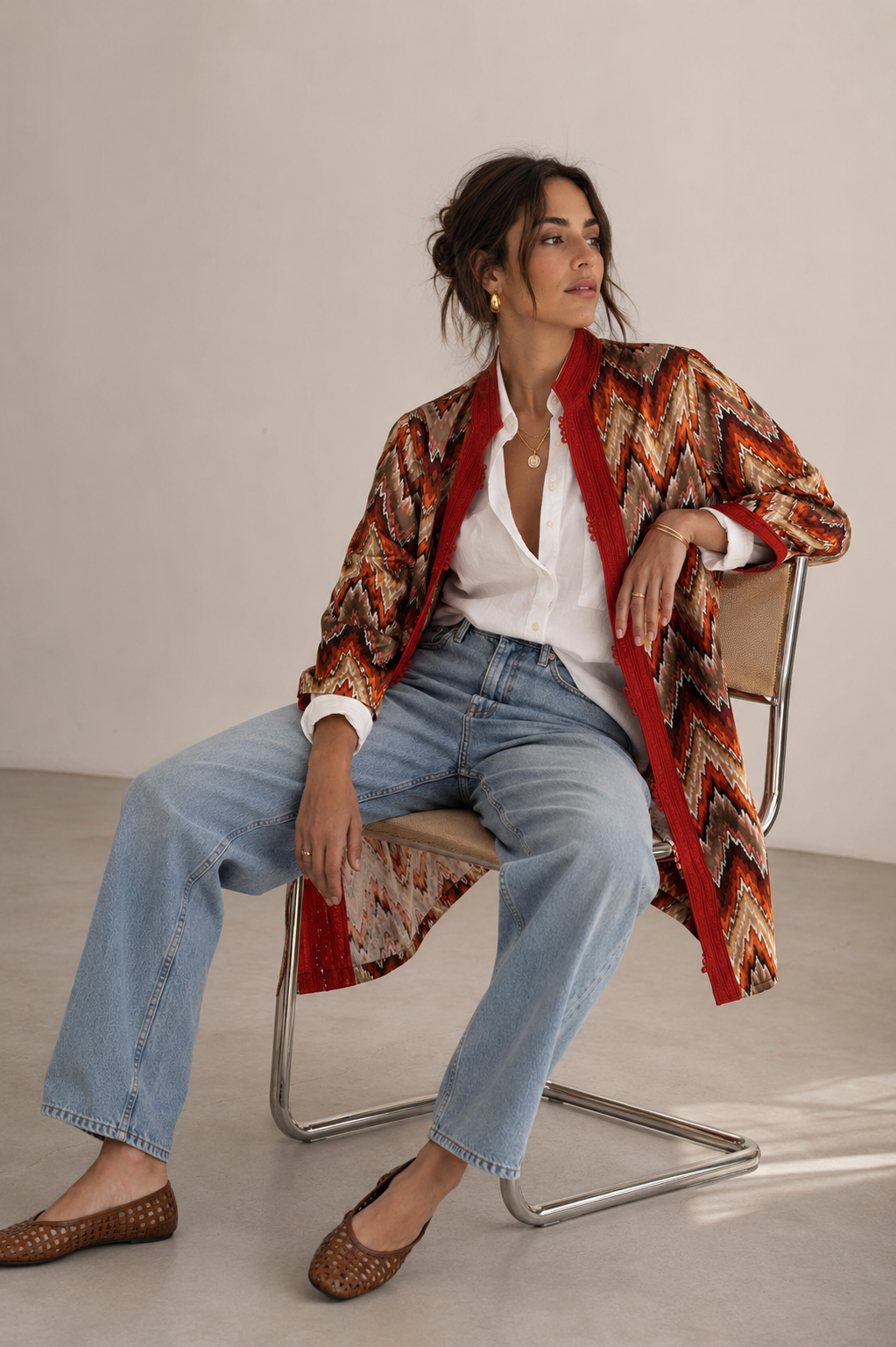 Orange Ikat Long Jacket