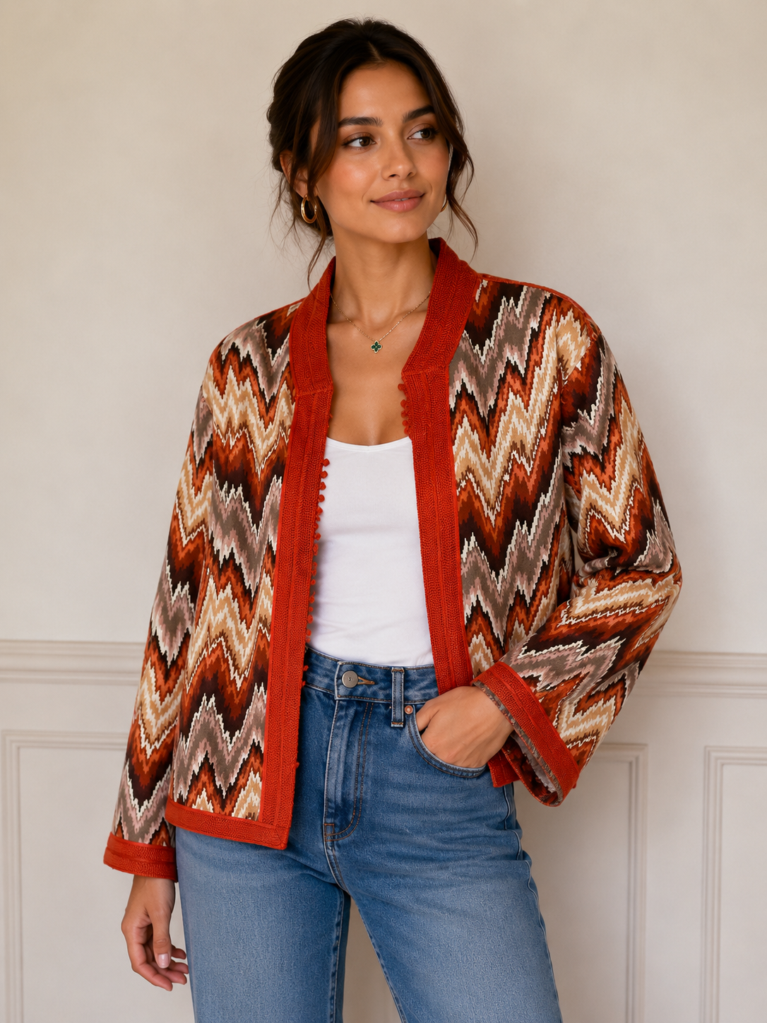 Orange Ikat short Jacket