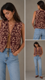 Burgundy Floral Velvet Vest