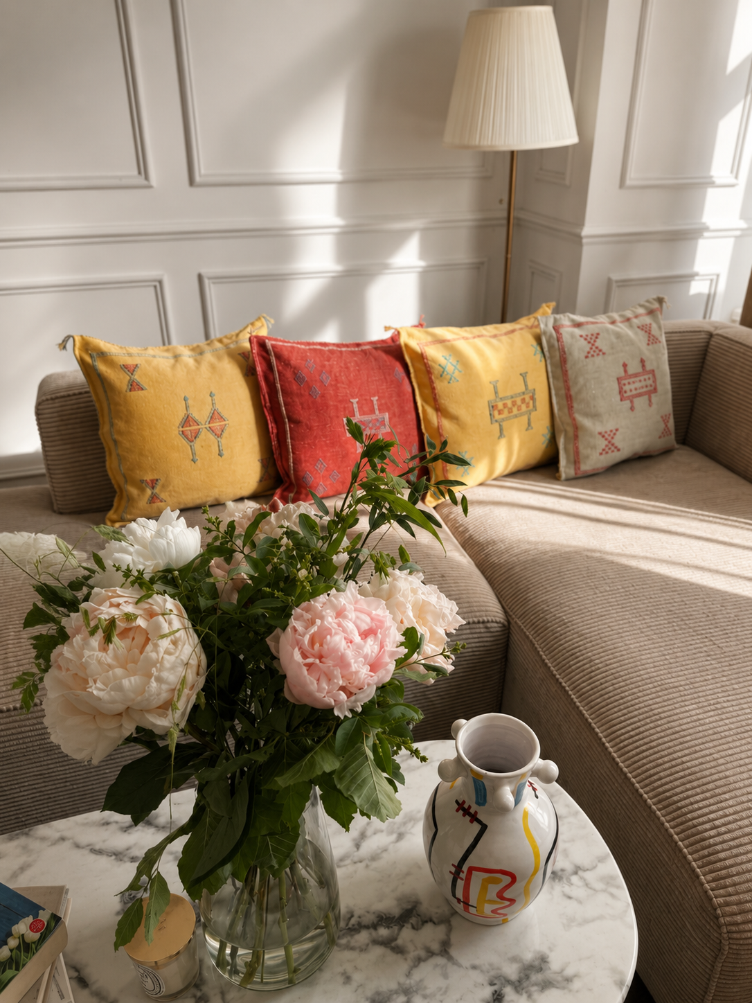 Housse de coussin en soie de cactus - Rose poudré