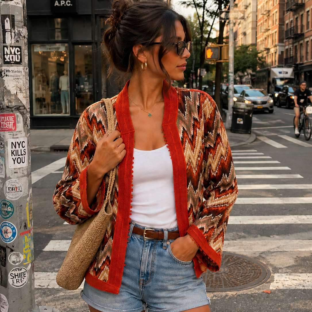 Orange Ikat short Jacket