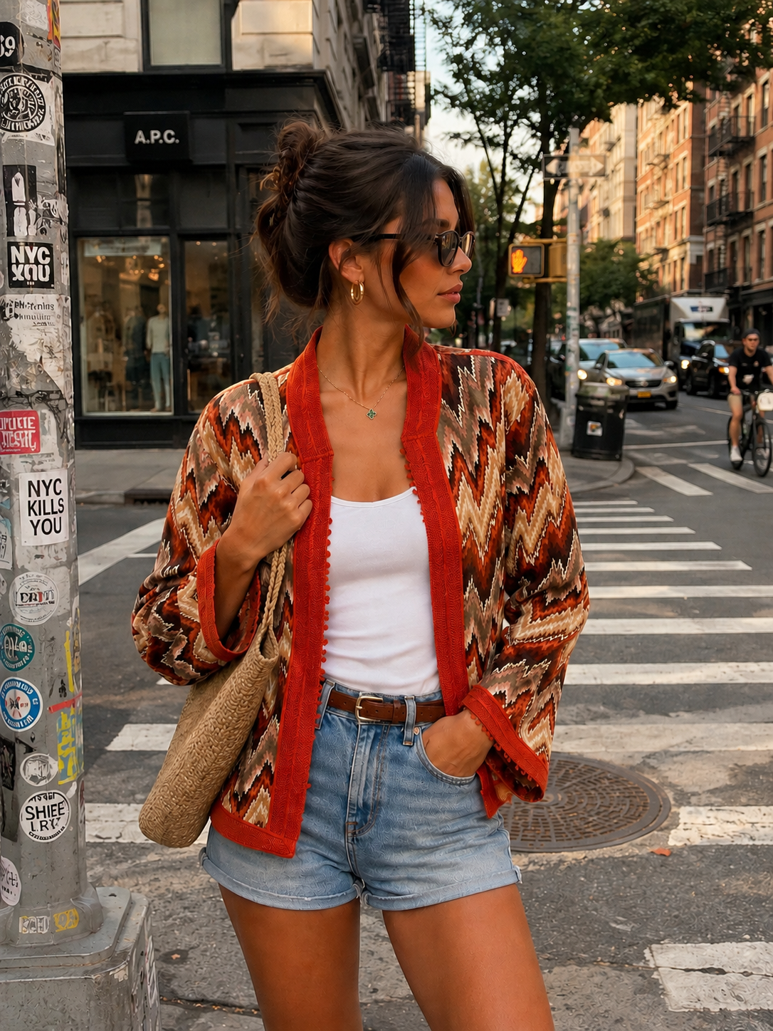 Orange Ikat short Jacket