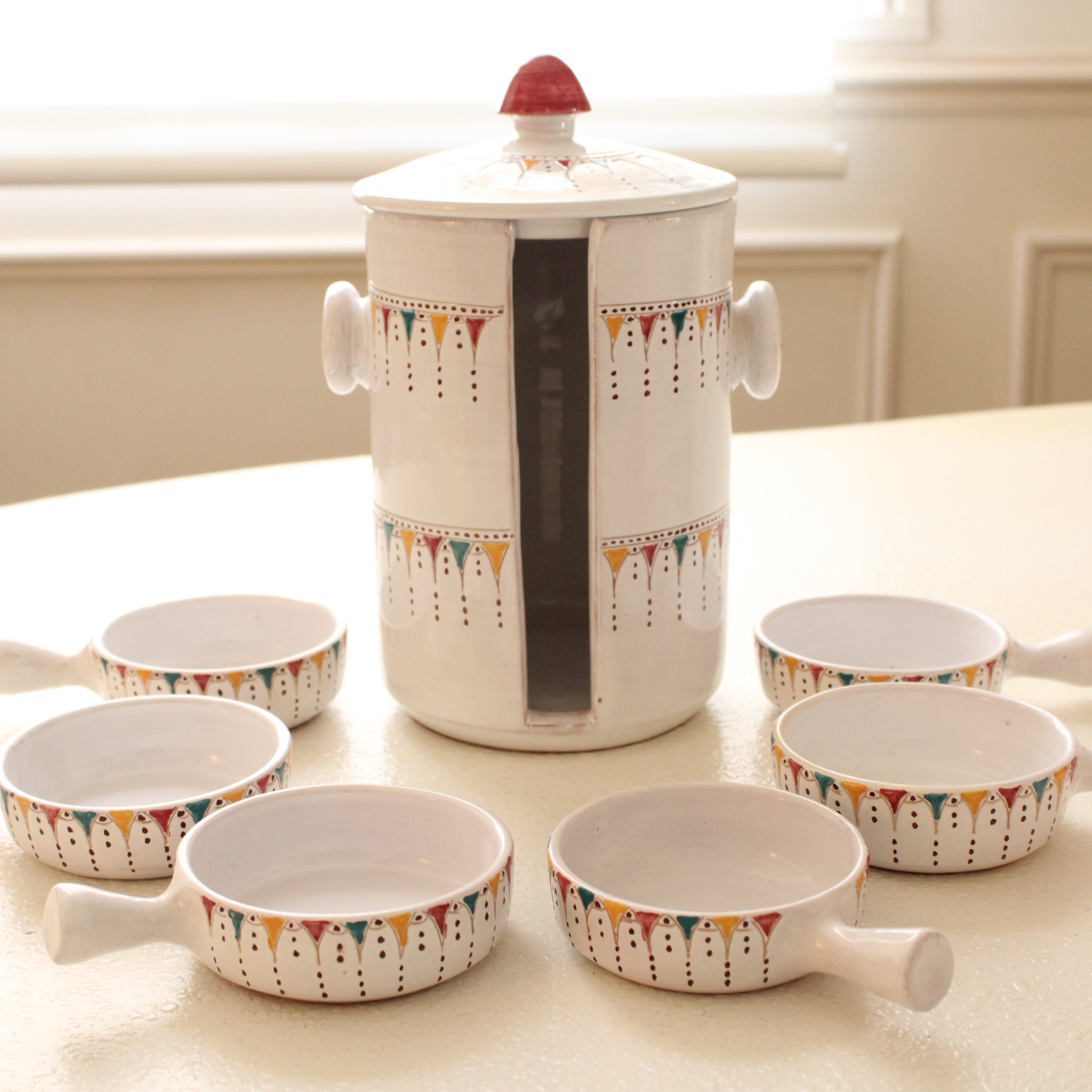 #06 - Hand-Painted Ceramic Serving Set (7 Pieces)
