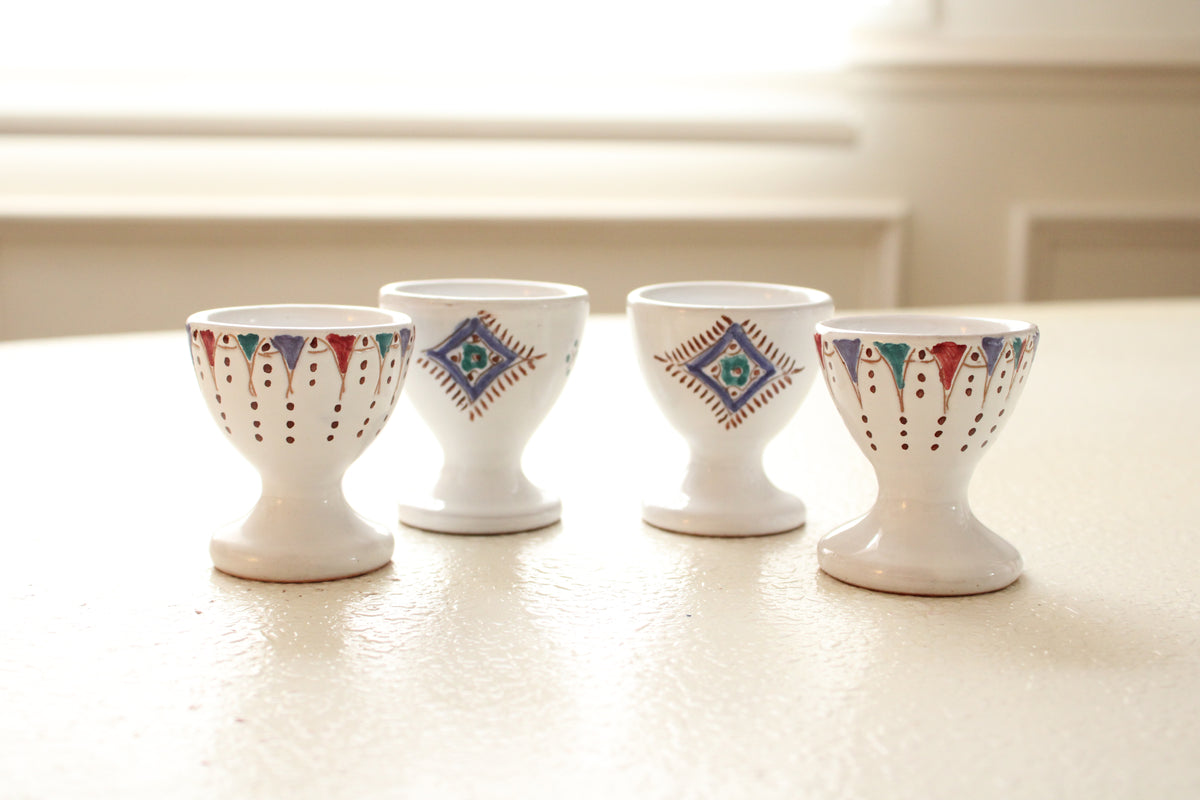 #07 - Hand-Painted Ceramic Egg Cups (Set of 4)