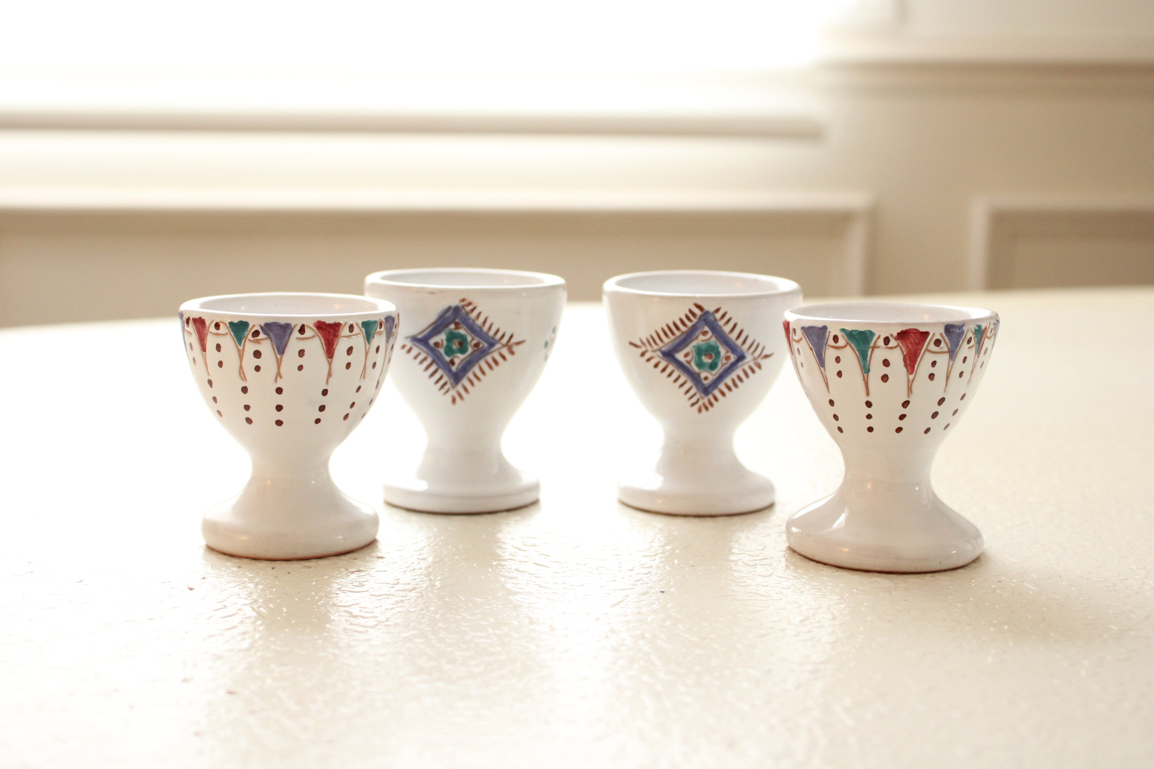 #07 - Hand-Painted Ceramic Egg Cups (Set of 4)