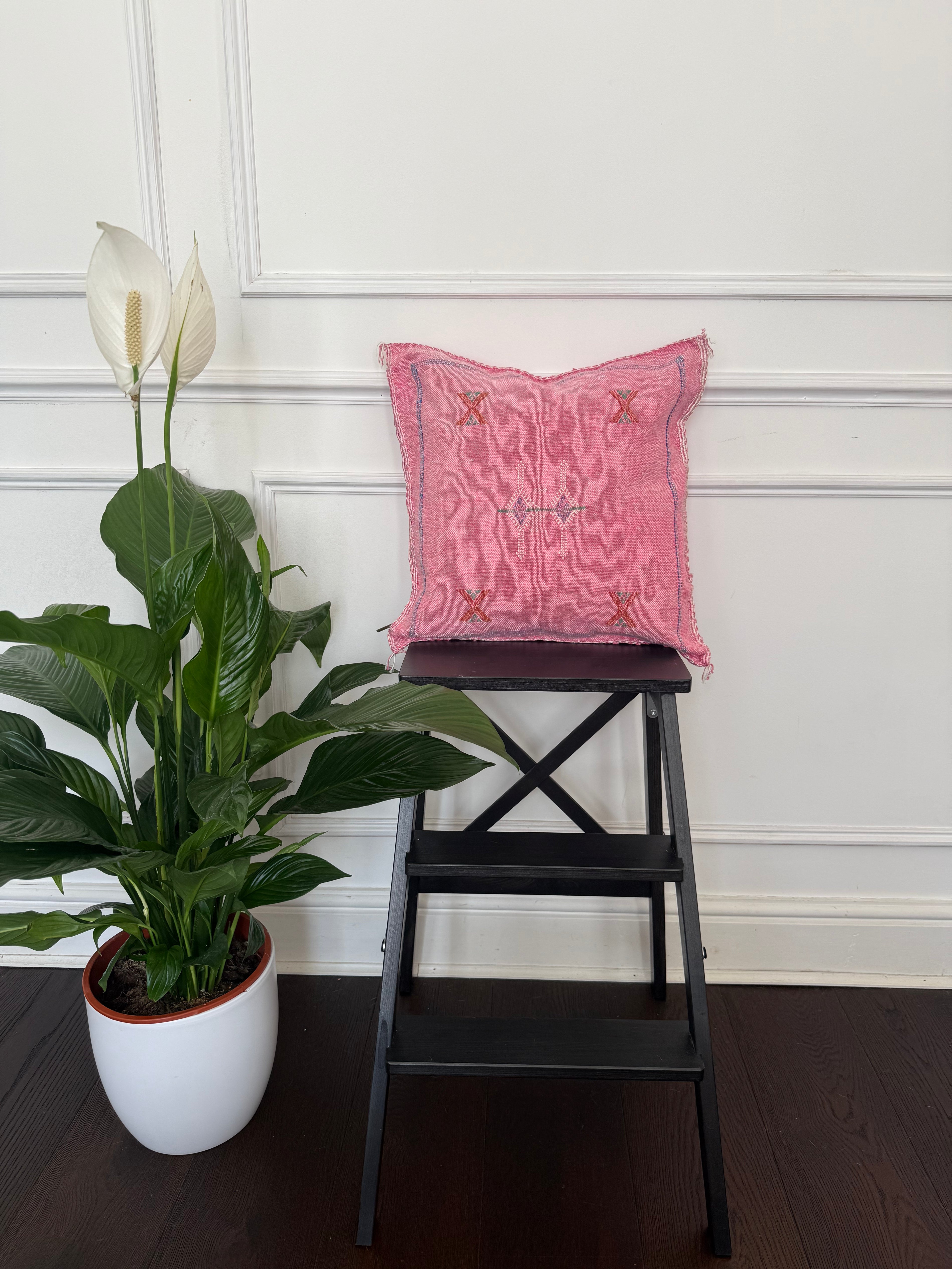 Housse de coussin en soie de cactus - Rose poudré
