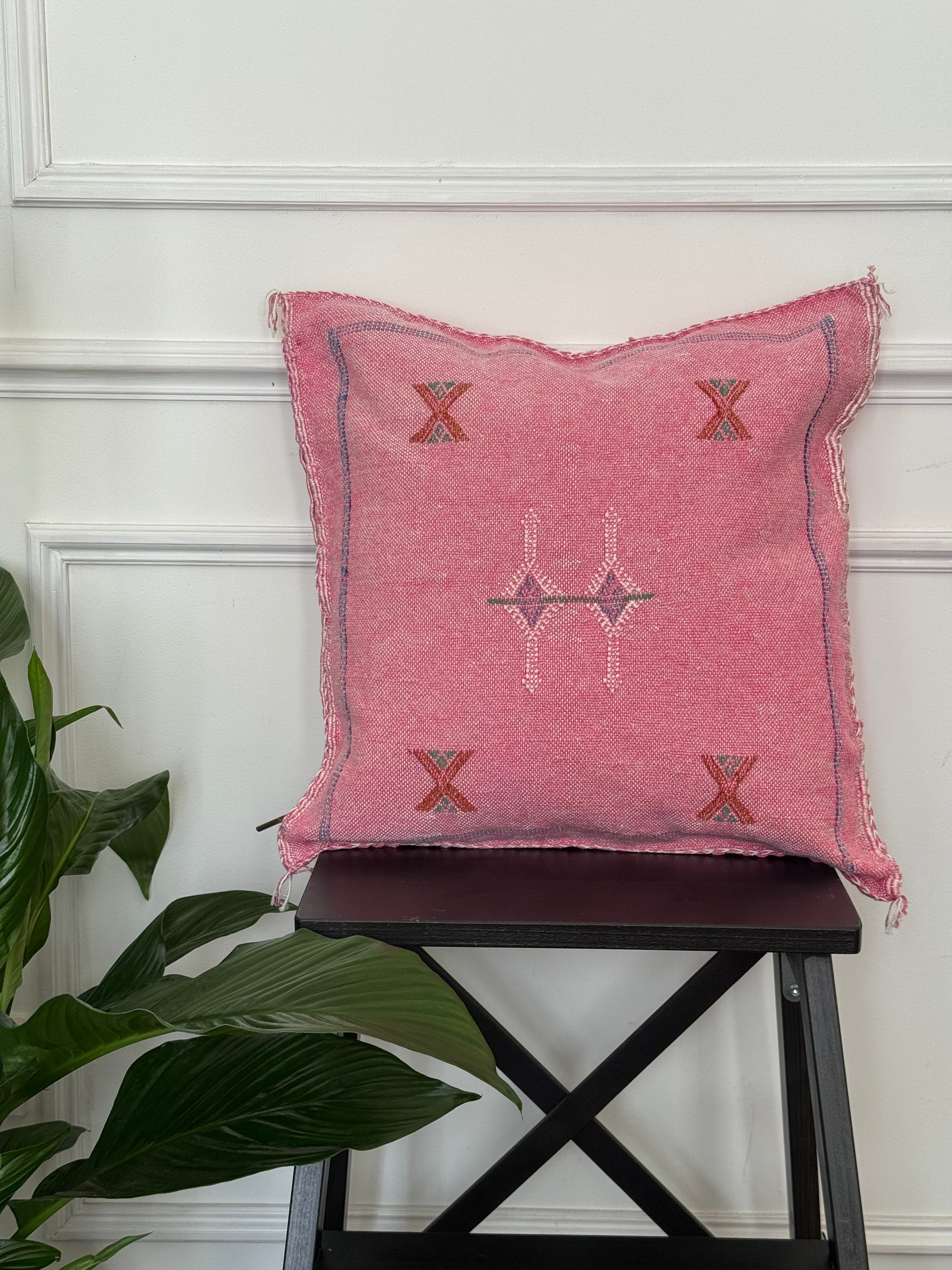 Housse de coussin en soie de cactus - Rose poudré