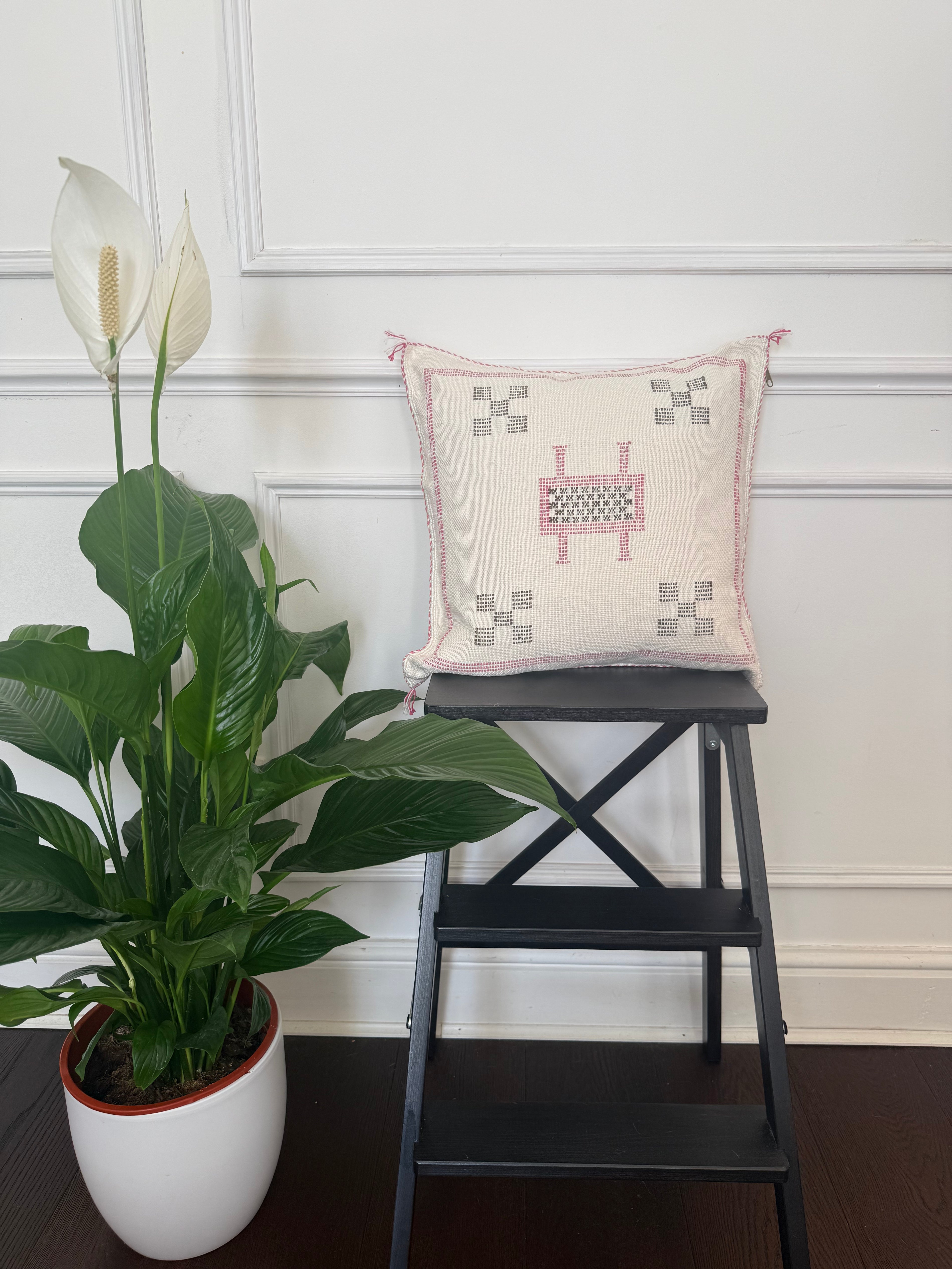 Housse de coussin en soie de cactus - Rose poudré