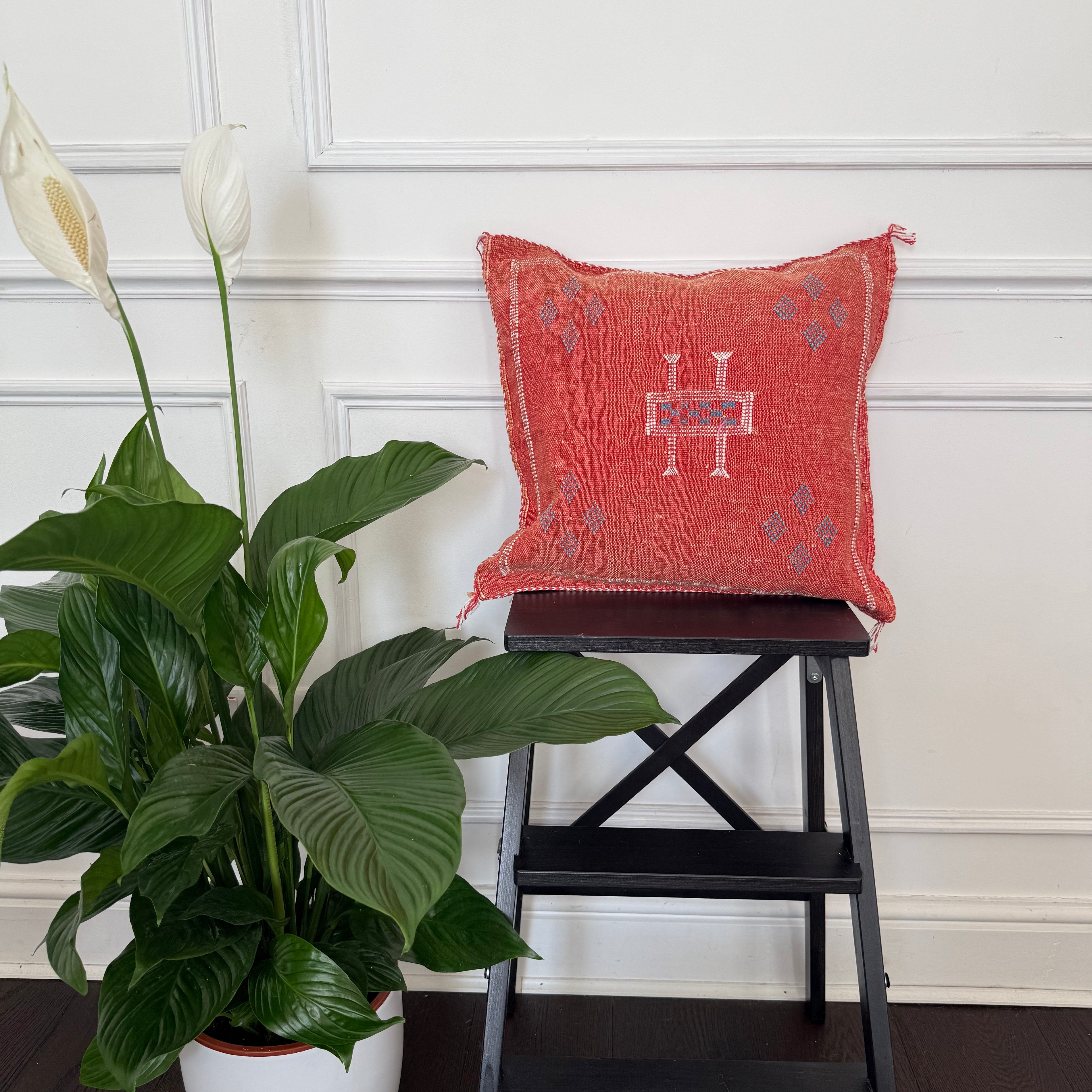 Housse de coussin en soie de cactus - Rose poudré